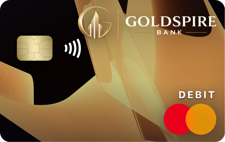 Goldspire Private Checking debit card, onyx and champagne design